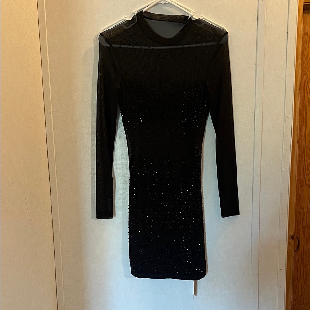 SHEIN Black Long Sleeve Dress with Sparkle
